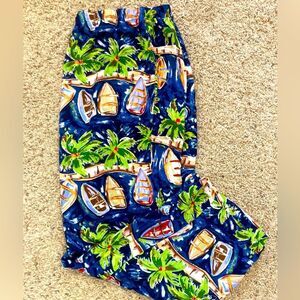 Weekend Clothes Line VTG Palm Trees & Sail Boat Capri Pants, pull on w/ pockets